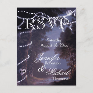 Invitation Carte Postale RSVP - Lumières de l'arbre