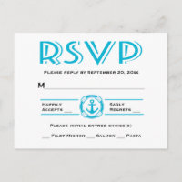 RSVP nautique bleu turquoise Ancre de bateau Plage