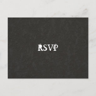 Invitation Carte Postale RSVP noire Goth Cracked