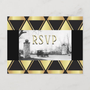 Invitation Carte Postale RSVP Roaring Twenties Art Déco