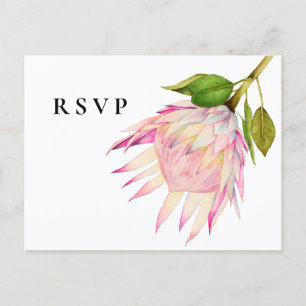 Invitation Carte Postale RSVP RPink King Protea