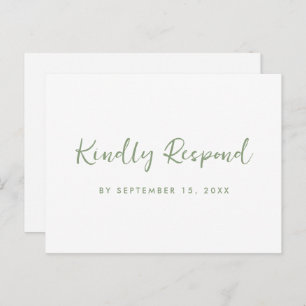 Invitation Carte Postale Rsvp vert et blanc avec choix de repas de script