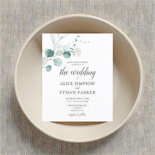 Invitation Carte Postale Russe Eucalyptus Script Mariage d'été