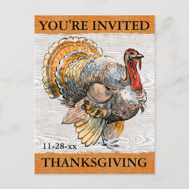 Invitation Carte Postale Russe Turquie Thanksgivingj Dîner (Devant)