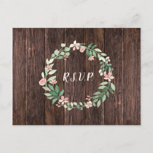 Invitation Carte Postale Russe Wreath mariage rsvp + choix de repas