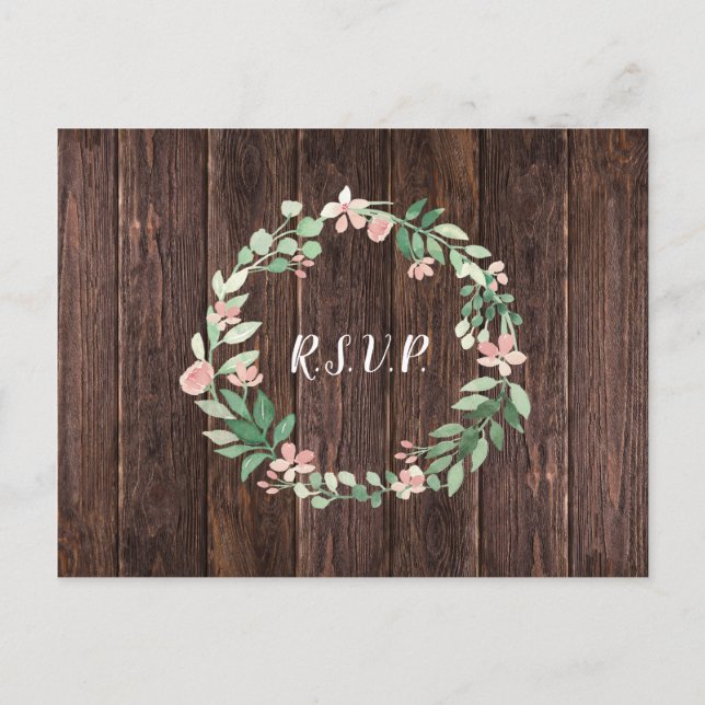 Invitation Carte Postale Russe Wreath mariage rsvp + choix de repas (Devant)