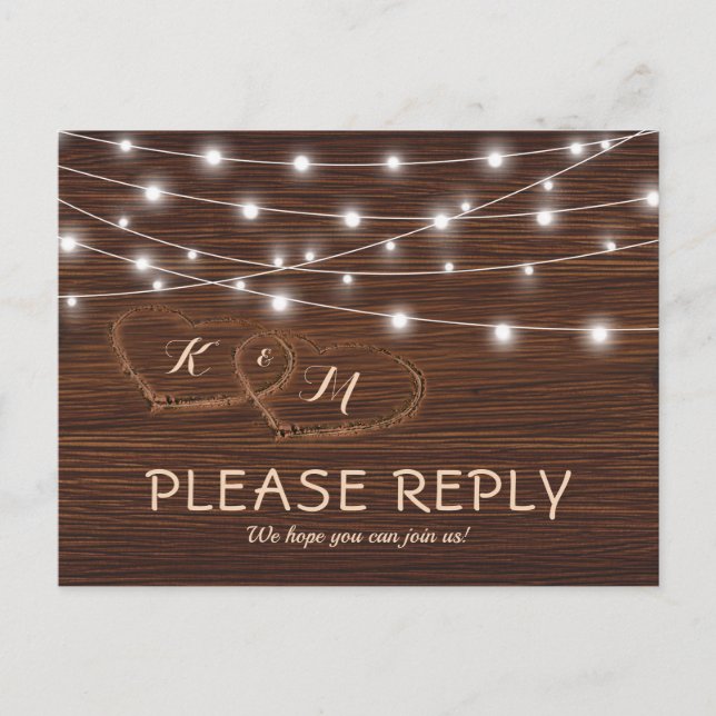 Invitation Carte Postale Rustic Country Grange Mariage en bois RSVP (Devant)