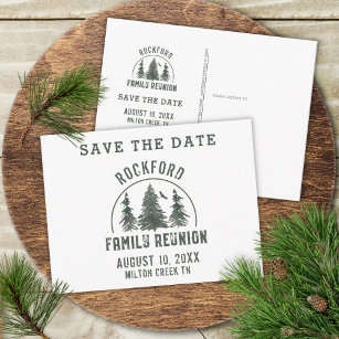 Invitation Carte Postale Rustic Family Reunion Forest Trees SAVE THE DATE