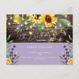 Invitation Carte Postale Rustique 50e anniversaire Surprise Sunflower Anniv