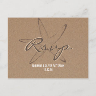 Invitation Carte Postale Rustique Kraft Papier Starfish Mariage nautique RS