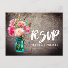 Invitation Carte Postale Rustique Mason Jar avec Fleurs Demande de Chanson 
