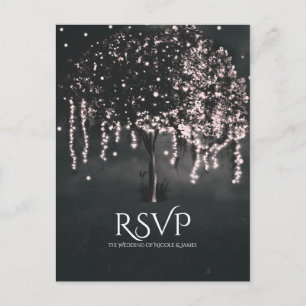 Invitation Carte Postale Rustique Night Mossy Tree Lumières Mariage RSVP