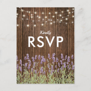 Invitation Carte Postale Rustique Pays Lavande Lumière Mariage RSVP