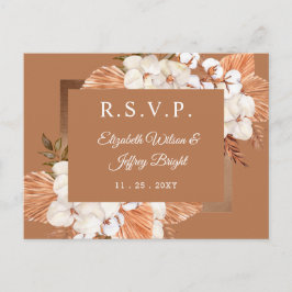 Invitation Carte Postale Rustique Terracotta Boho Pampas Orchidées RSVP