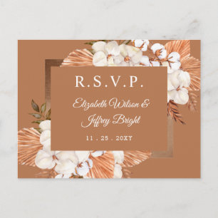 Invitation Carte Postale Rustique Terracotta Boho Pampas Orchidées RSVP