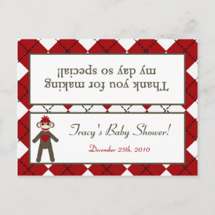 Invitation Carte Postale Sac de Goody Topp Jacquard de singe rouge Sock