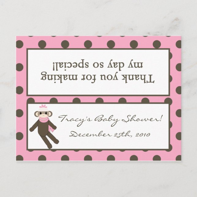 Invitation Carte Postale Sac de Goody Topp Sock rose Singe (Devant)