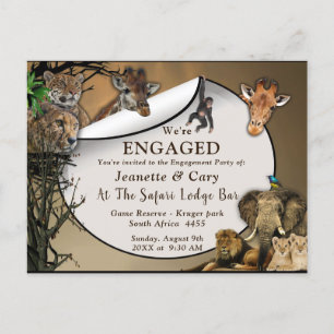 Invitation Carte Postale Safari Fiançailles extérieur