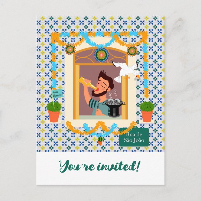 Invitation Carte Postale Saint John Portugais Festa Voisin (Devant)
