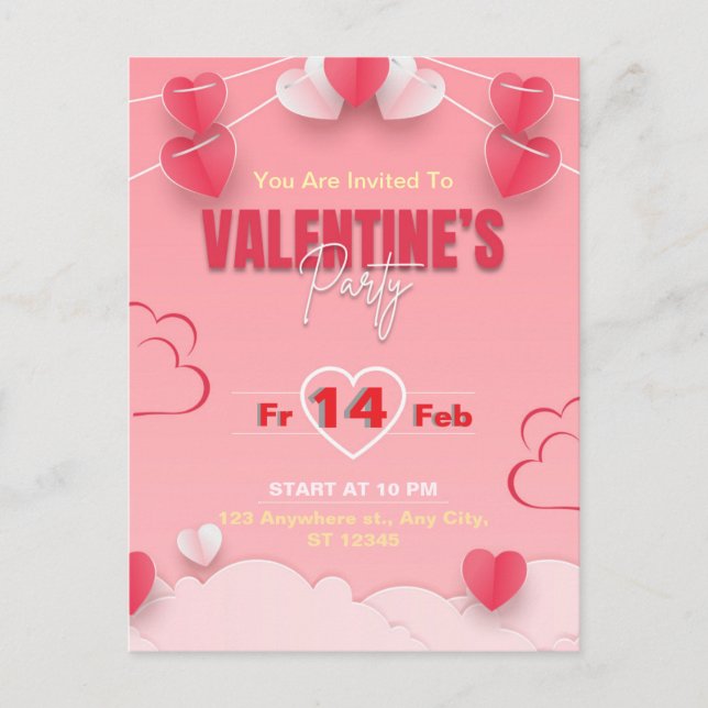 Invitation Carte Postale Saint Valentin (Devant)