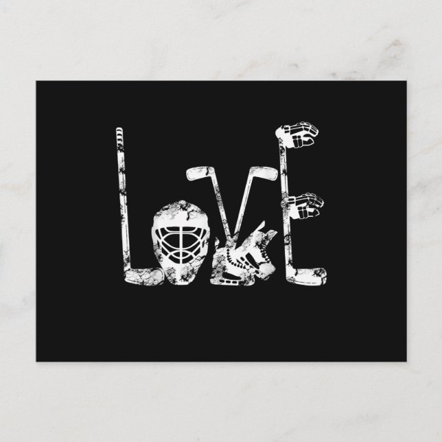 Invitation Carte Postale Saint Valentin Hockey Amour Cadeau Mignon Garçons  (Devant)