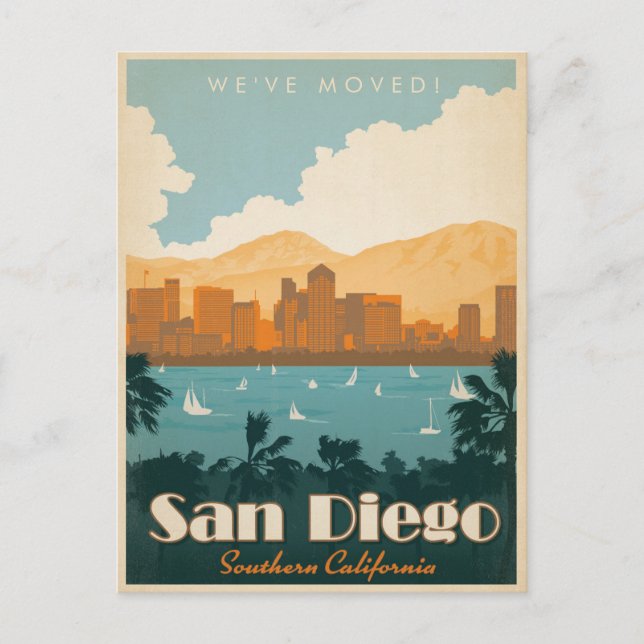 Invitation Carte Postale San Diego, Californie du Sud | Nous avons déménagé (Devant)