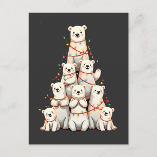 Invitation Carte Postale Sapin de Noël Ours Polaire Joyeux Noël Xmas 