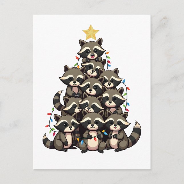Invitation Carte Postale Sapin de Noël Pingouin Joyeux Noël Xmas  (Devant)