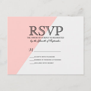 Invitation Carte Postale Saumon clair rose et gris deux tons