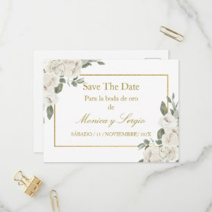 Invitation Carte Postale Sauvegarder la date de la boda de oro