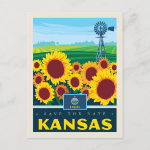 Invitation Carte Postale Save the date   Kansas
