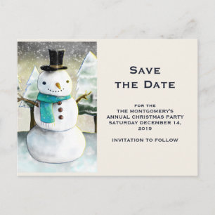 Invitation Carte Postale Scène hivernale de bonhomme de neige mignon Noël à