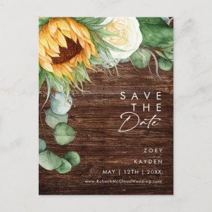 Invitation Carte Postale Script de tournesol de pays en gras   Bois Enregis