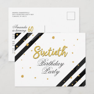 Invitation Carte Postale Script moderne 60e fête d'anniversaire
