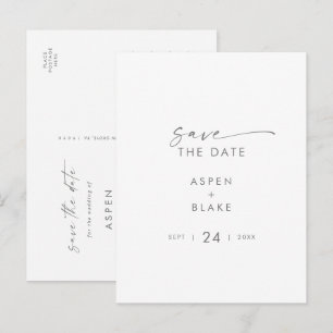 Invitation Carte Postale Script moderne Argent Enregistrer la date