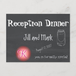 Invitation Carte Postale Script Monogramme 3d Rustique Chalkboard