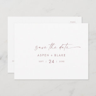Invitation Carte Postale Script or Rose moderne Horizontal Enregistrer la d