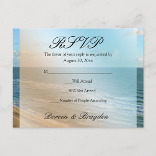 Invitation Carte Postale Seascape Beach Mariage Océan Bleu