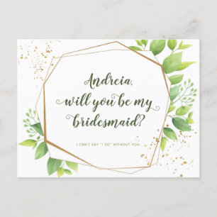 Invitation Carte Postale Sera Bridesmaid Proposition Green Photo Collage