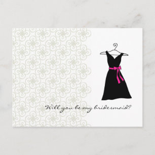 Invitation Carte Postale Seras-Tu Ma Servante D'Accueil : Robe Noire/Rose