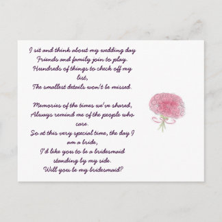 Invitation Carte Postale Serez-vous ma demoiselle d'honneur ?