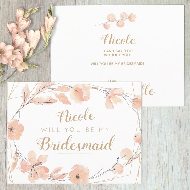 Invitation Carte Postale Serez-Vous Ma Femme D'Accueil Blush Blooms Aquarel (Créateur téléchargé)