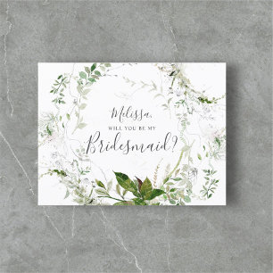 Invitation Carte Postale Serez-Vous Ma Femme D'Accueil Green Sketch Foliing