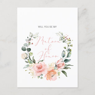 Invitation Carte Postale Serez-Vous Ma Femme D'Accueil MoH Pink Script Flor