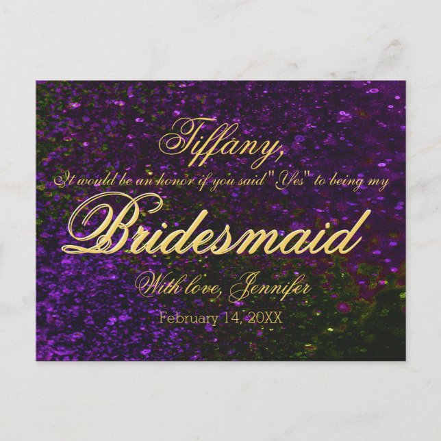 Invitation Carte Postale Serez-Vous Ma Femme D'Accueil ? Parties scintillan (Devant)