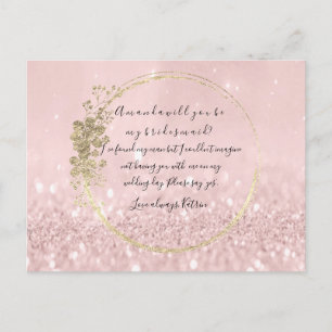 Invitation Carte Postale Serez-Vous Ma Femme D'Accueil Pink Blush Gold Part