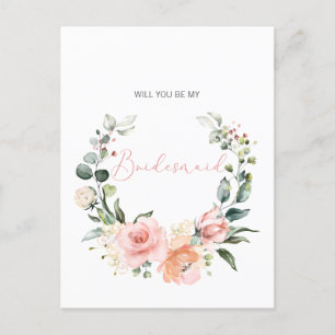 Invitation Carte Postale Serez-Vous Ma Femme D'Accueil Pink Script Floral