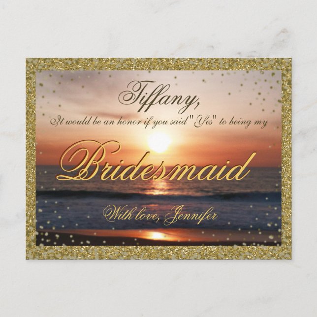 Invitation Carte Postale Serez-Vous Ma Femme D'Accueil ? Sable d'or / Couch (Devant)