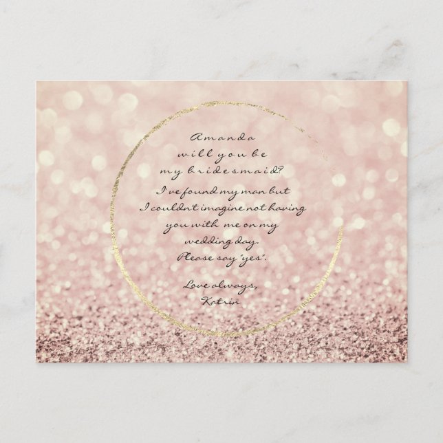 Invitation Carte Postale Serez-Vous Ma Femme D'Accueil Sepia Rose Gold Part (Devant)