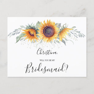 Invitation Carte Postale Serez-Vous Ma Femme D'Accueil Tournesols Chute Flo